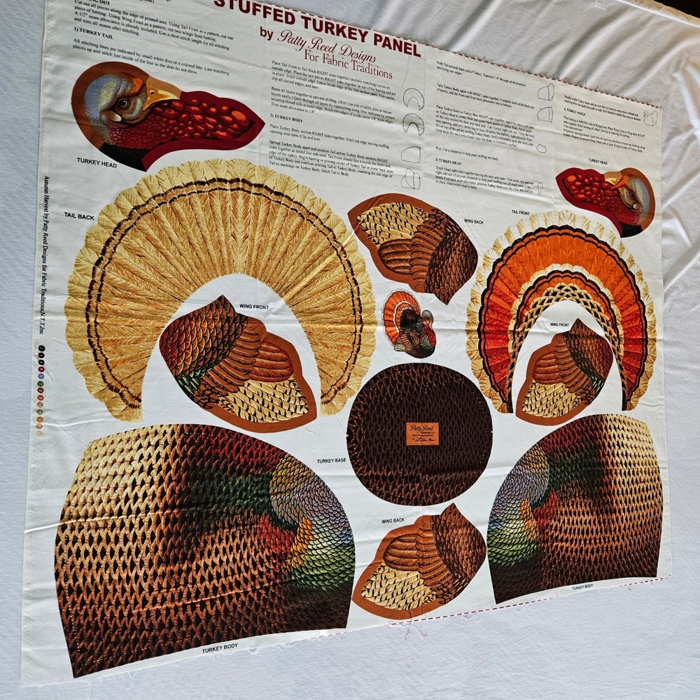 Patty Reed Designs Autumn Harvest Stuffed Turkey Fabric Panel DIY Sewing Project